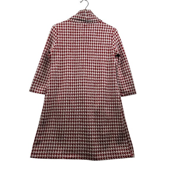Tyler Böe Red & White Houndstooth Retro Preppy Chic Sweater Dress w/Pockets Sz S - Picture 3 of 9
